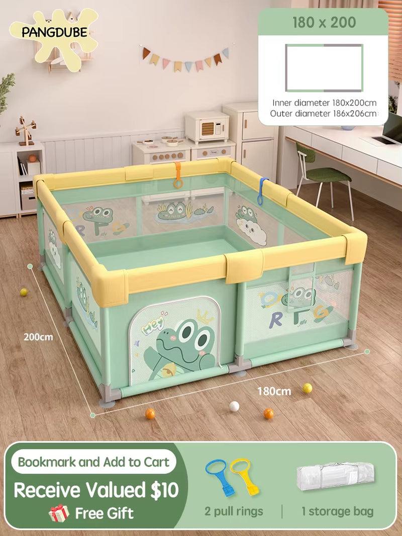 Crocodile Baby Play Fence with Storage Bag & Hand Rings Playpen for Baby Playground Baby Ball Pool Children'S Playpen