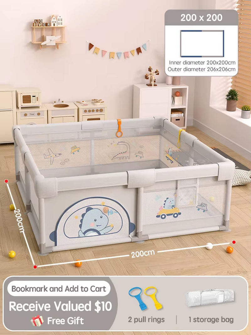 Crocodile Baby Play Fence with Storage Bag & Hand Rings Playpen for Baby Playground Baby Ball Pool Children'S Playpen