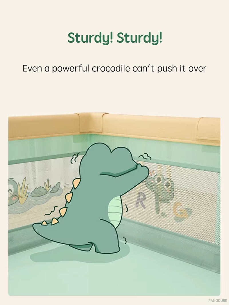 Crocodile Baby Play Fence with Storage Bag & Hand Rings Playpen for Baby Playground Baby Ball Pool Children'S Playpen