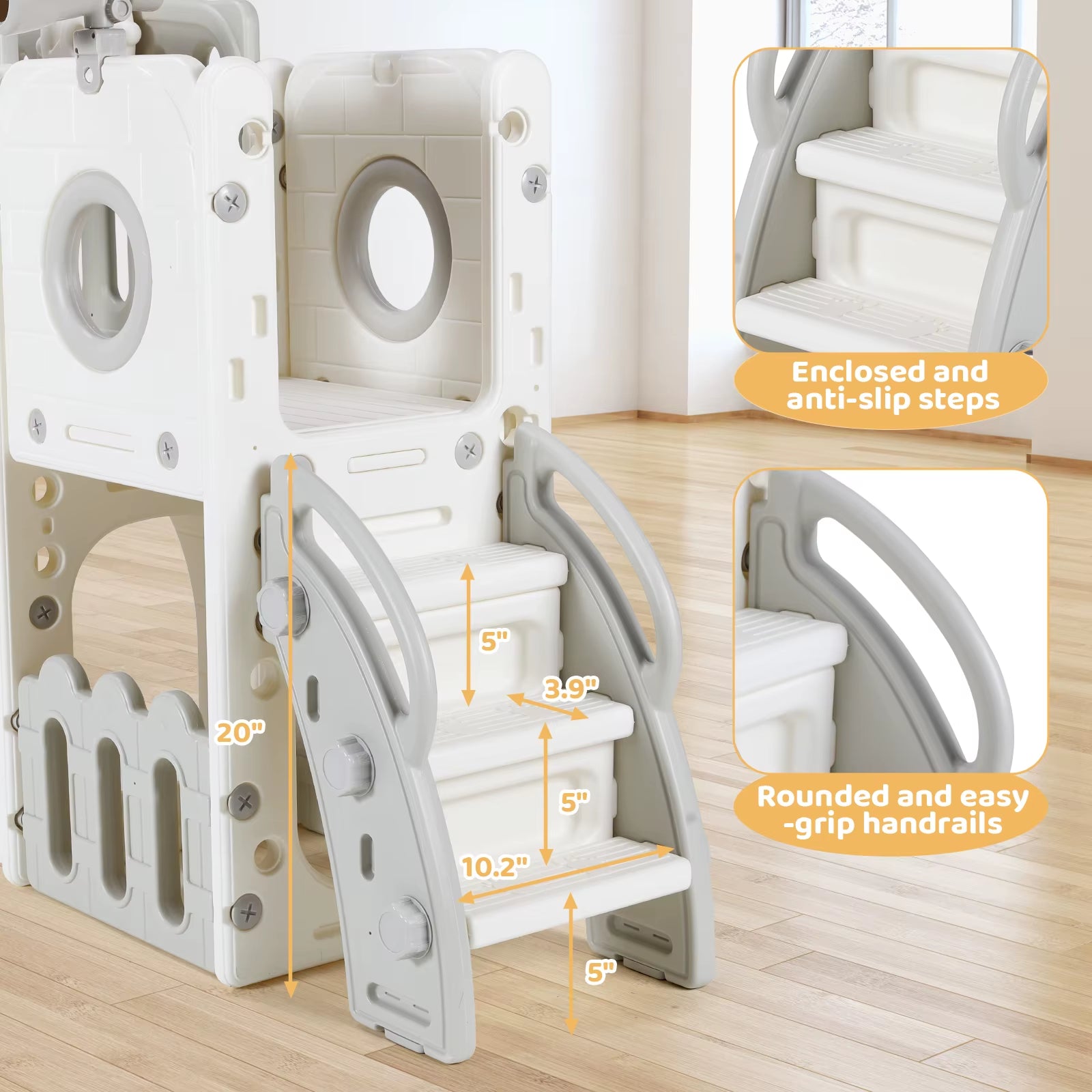 Toddler Slide, 9 in 1 Kids Slide and Climber Playset Indoor Outdoor Playground for Children, W/Basketball Hoop & Ball Telescope