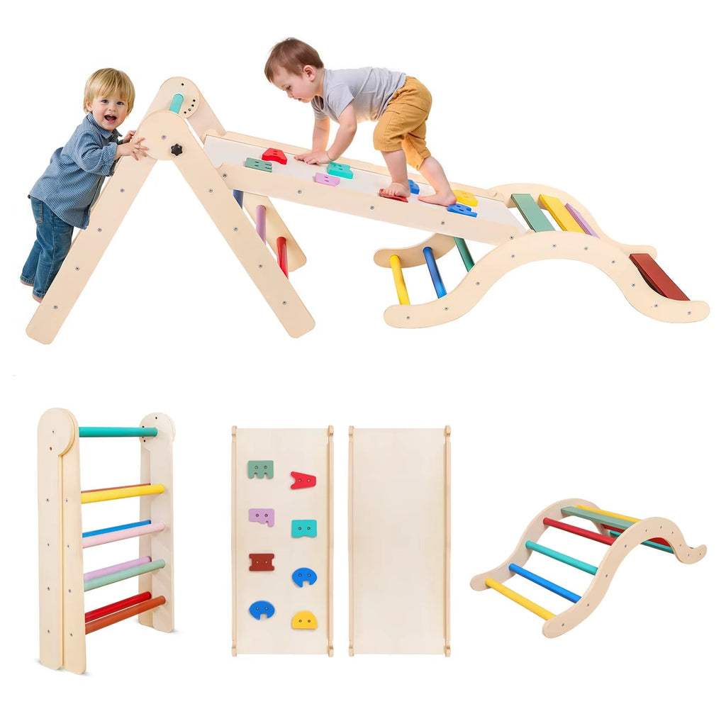 Nubely - ClimbNest™ Pro – 7-in-1 Foldable Montessori Wooden Climber - Playground -