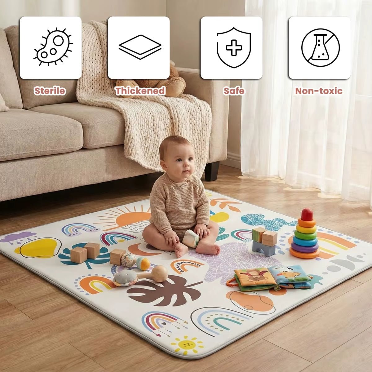 Nubely - CloudMat™ – Extra-Thick Baby Play Mat with Anti-Slip Base - Playpen -