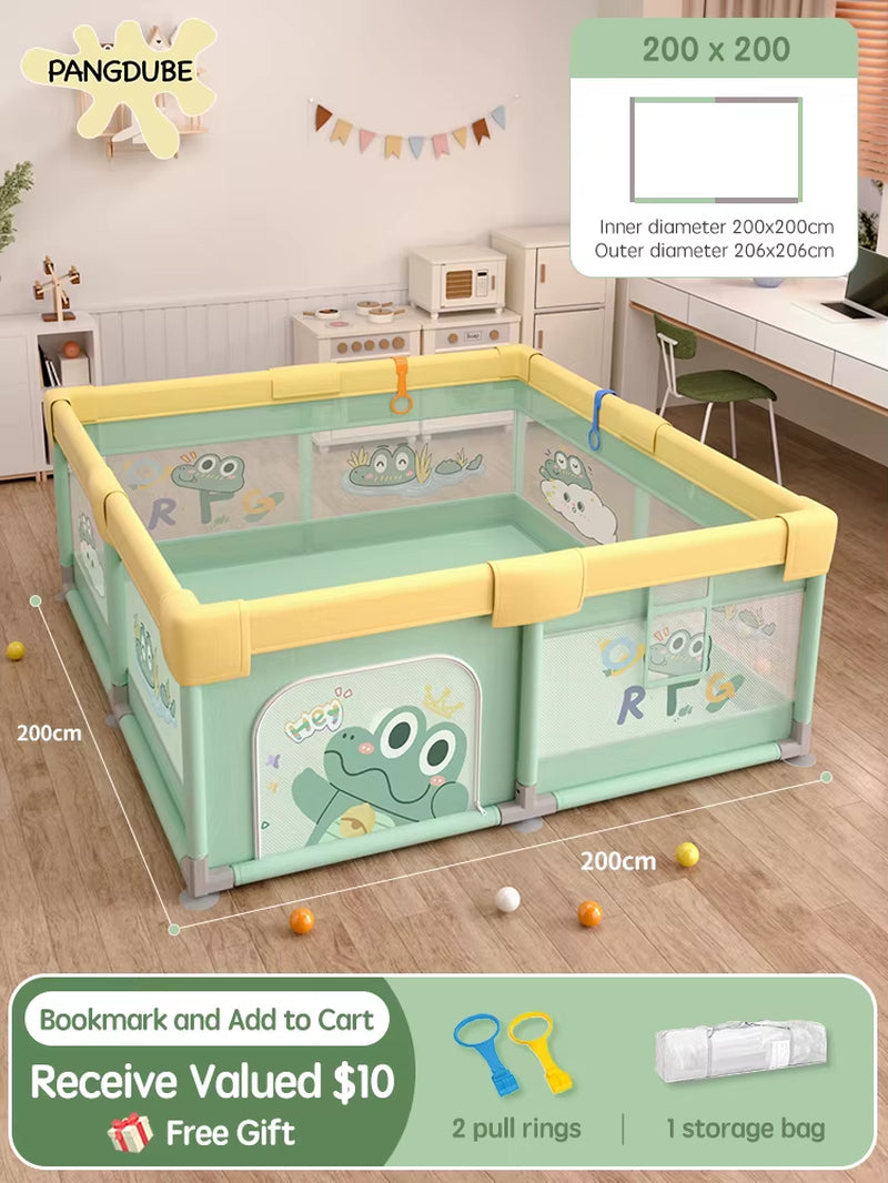 Crocodile Baby Play Fence with Storage Bag & Hand Rings Playpen for Baby Playground Baby Ball Pool Children'S Playpen