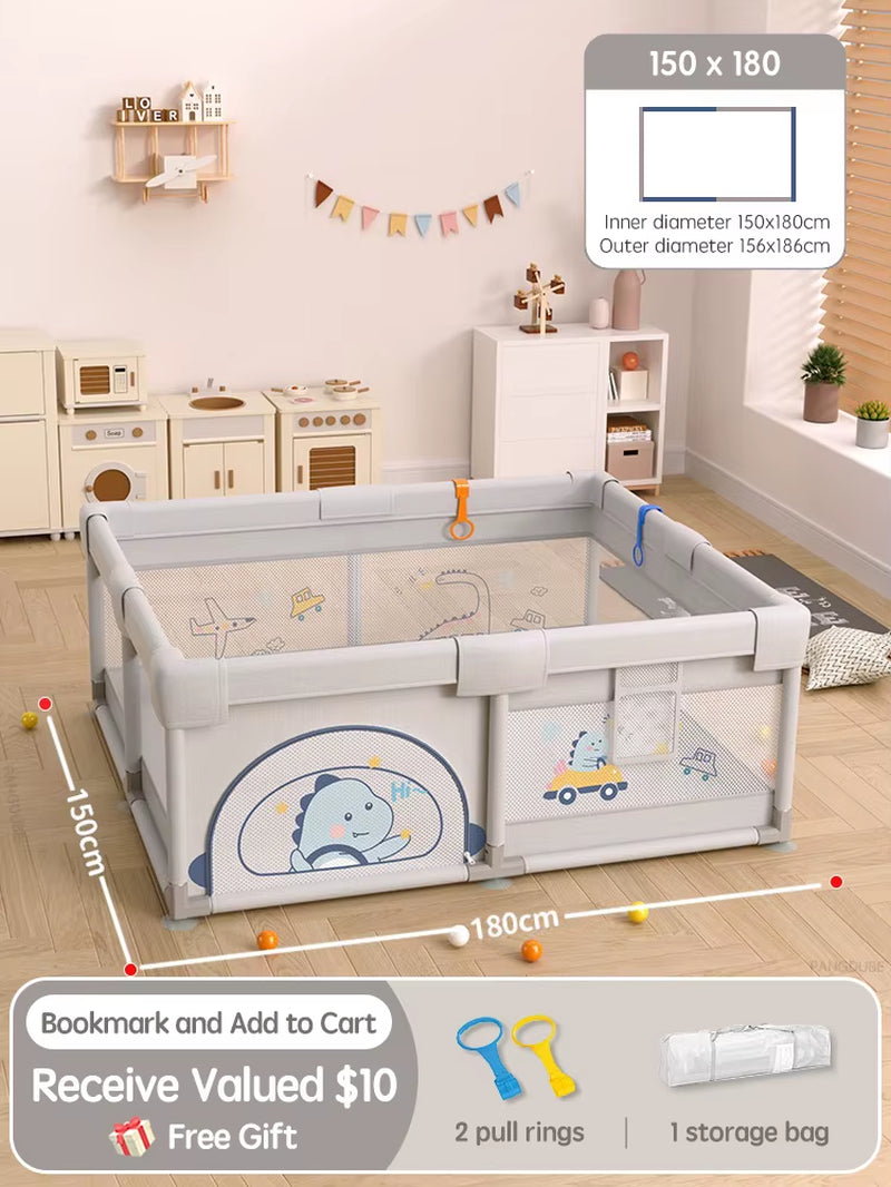 Crocodile Baby Play Fence with Storage Bag & Hand Rings Playpen for Baby Playground Baby Ball Pool Children'S Playpen