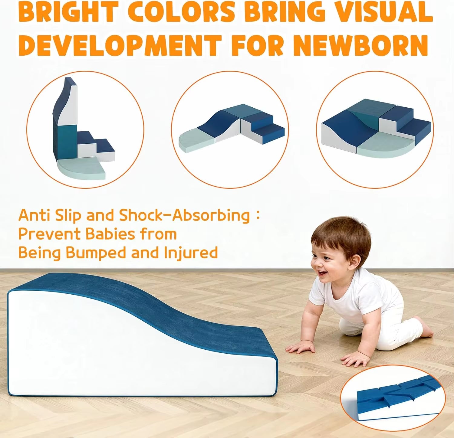 4 Pieces Toddler Climbing Blocks Soft Foam Blocks for Toddlers, Lightweight Climbing Set for Crawling & Sliding Active Play