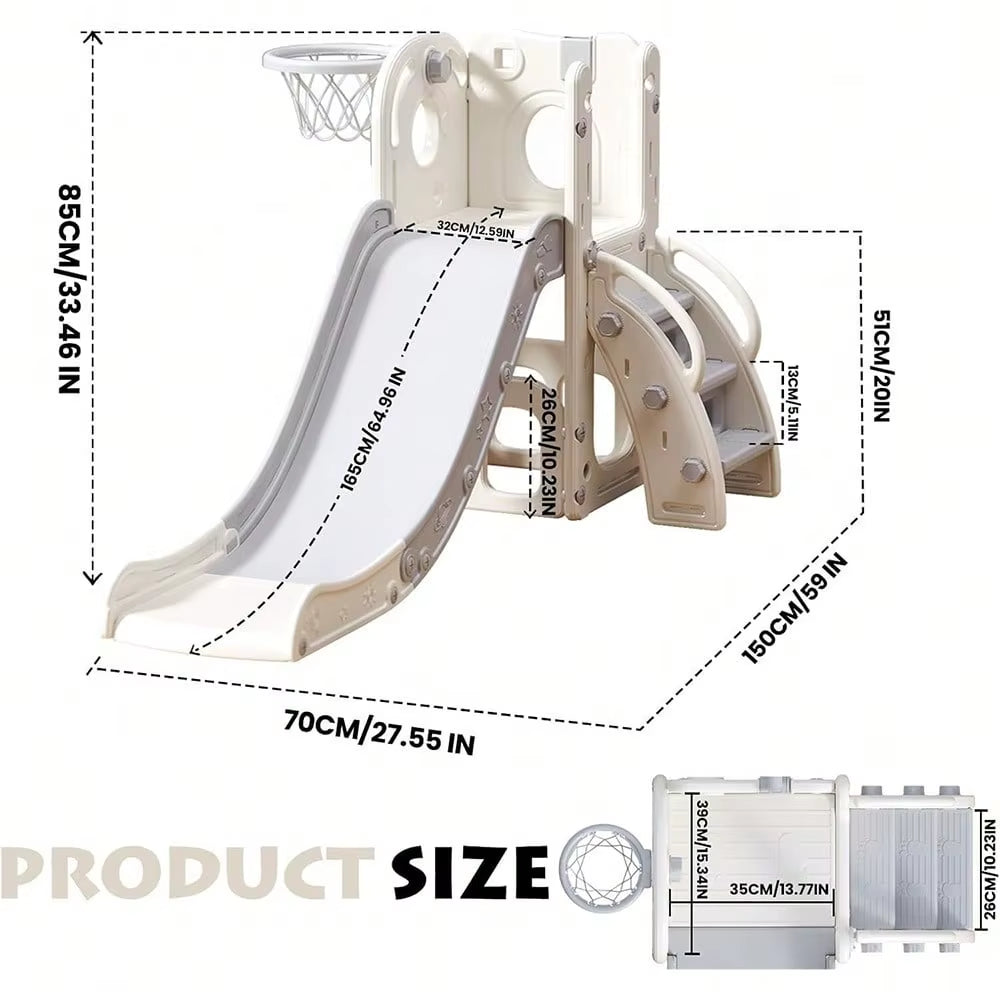 UBRAVOO Children'S Slide, Extra Long Toddler Slide with Playpen, Storage Space and Non-Slip Steps,Dor 1-6 Months