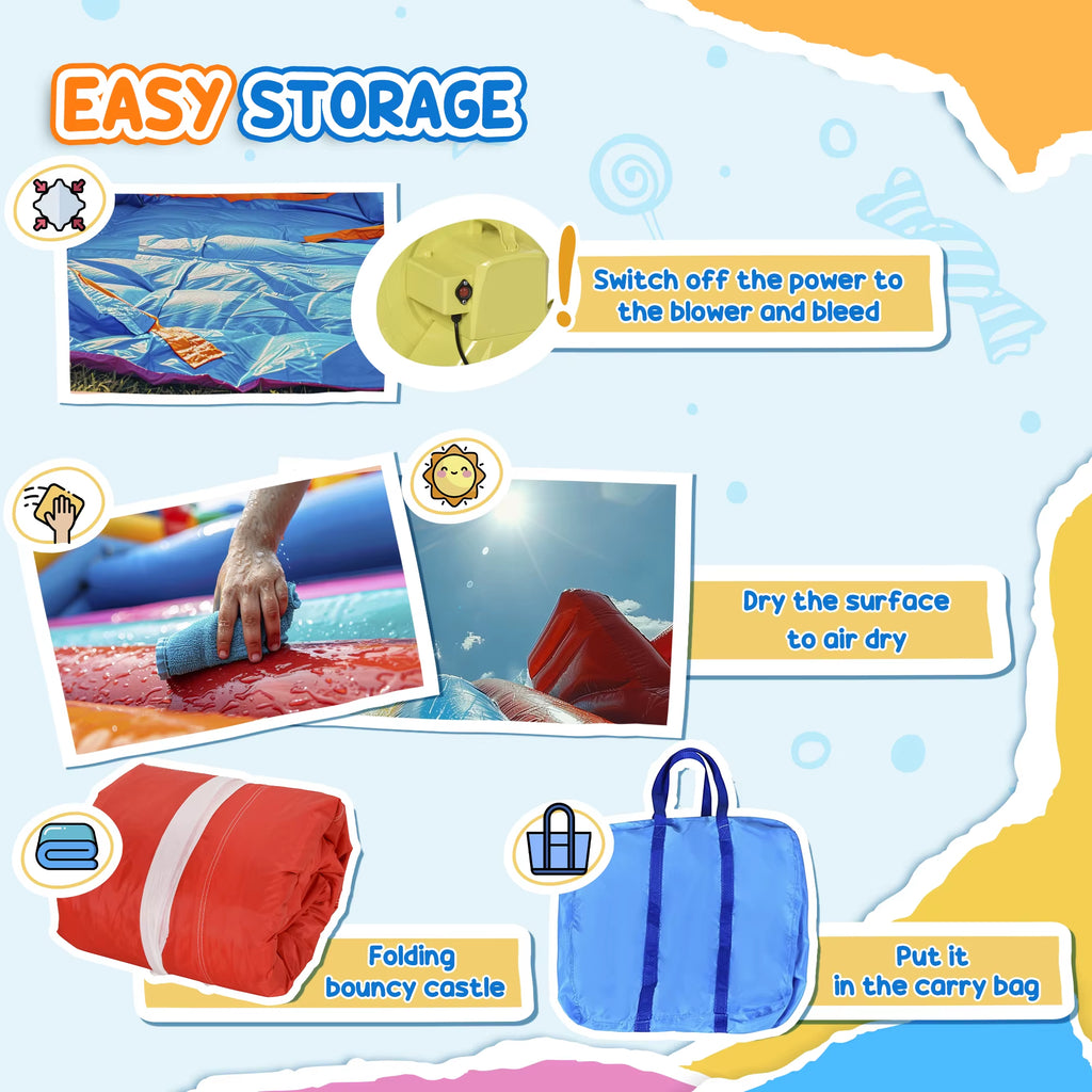 Outsunny Bouncy Castle W/ Slide Pool 4 in 1 Composition W/ Blower Multi-Color