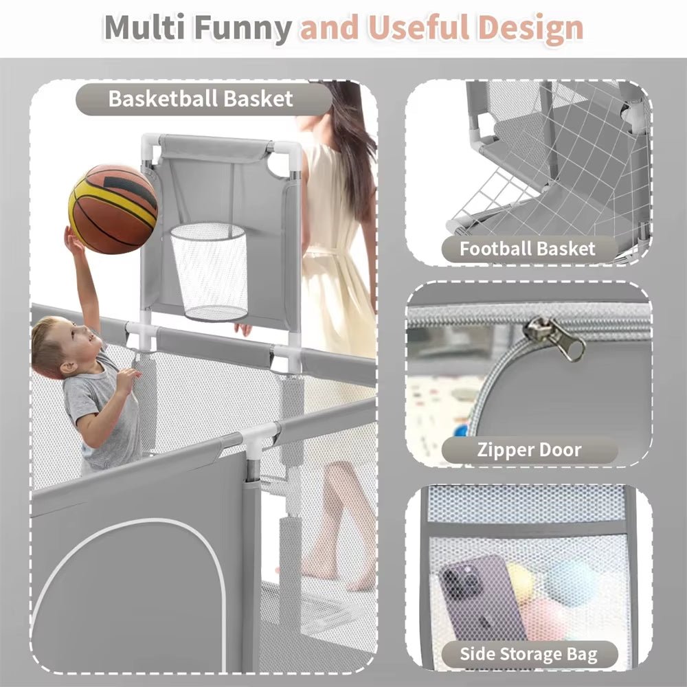 Nubely - PlayArena™ – Extra-Large Baby Playpen with Sports Hoop - Playpen -