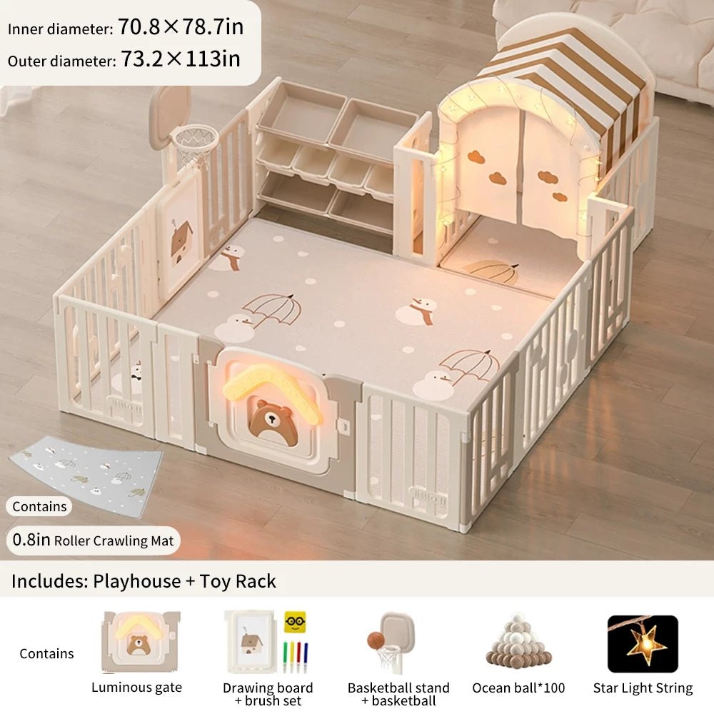 Nubely - PlayNest™ Bear – Foldable Baby Playpen with Activity Panel - 