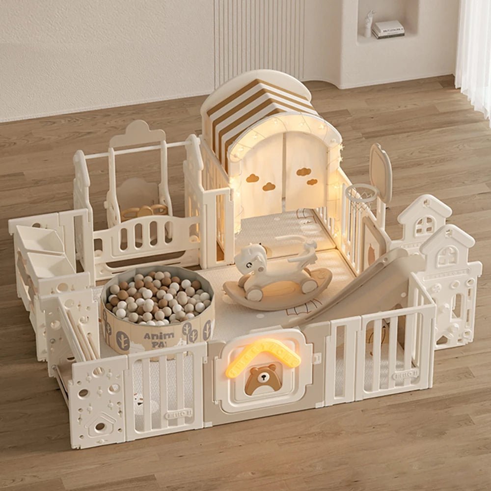 Nubely - PlayNest™ Bear – Foldable Baby Playpen with Activity Panel - 