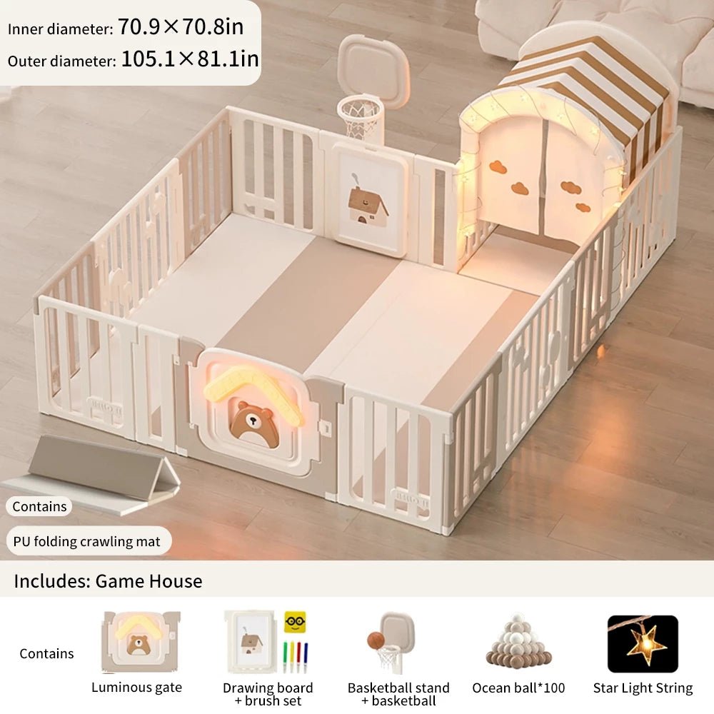 Nubely - PlayNest™ Bear – Foldable Baby Playpen with Activity Panel - 