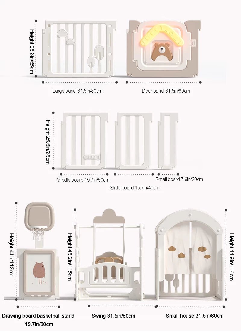 Nubely - PlayNest™ Bear – Foldable Baby Playpen with Activity Panel - 
