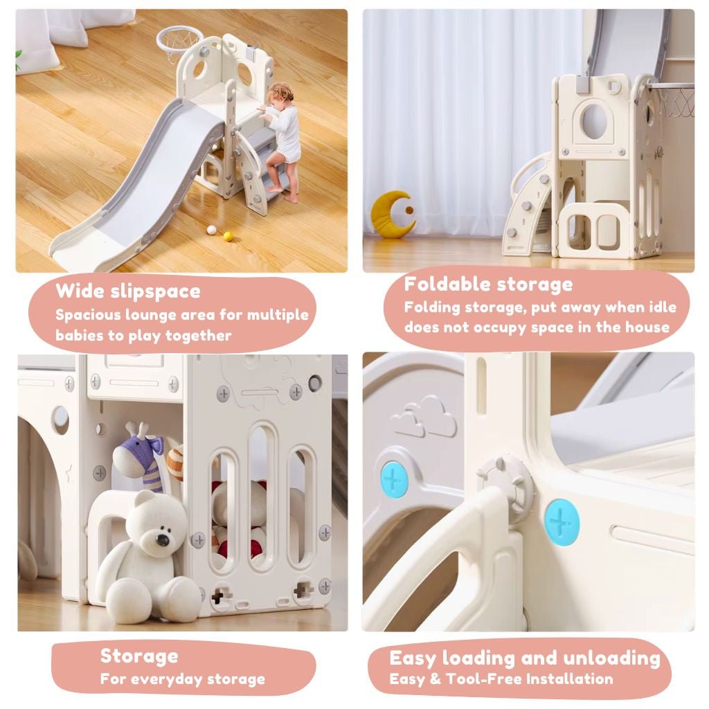 Nubely - PlaySlide™ 4-in-1 Indoor Toddler Slide & Activity Playset - Playground -