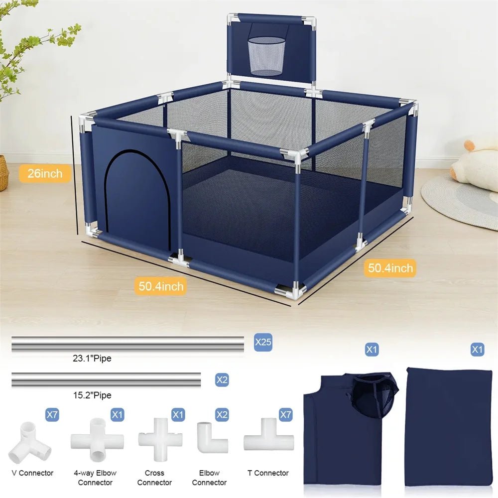 Nubely - PlaySquare™ – Large Square Baby Playpen for Safe Indoor & Outdoor Play - Playpen -