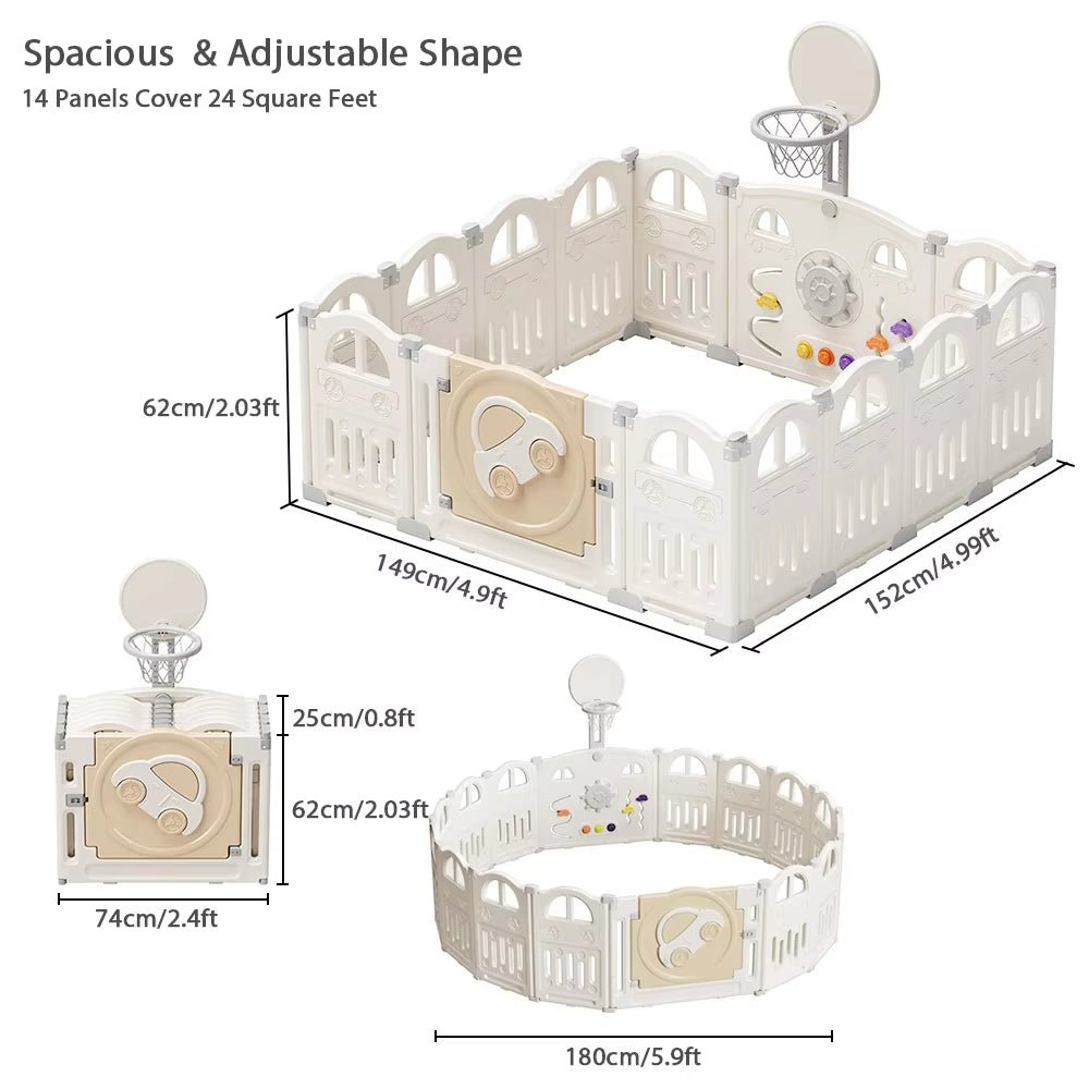 Nubely - PlayYard™ – Foldable Baby Playpen with Activity Panel & Balls - Playground -