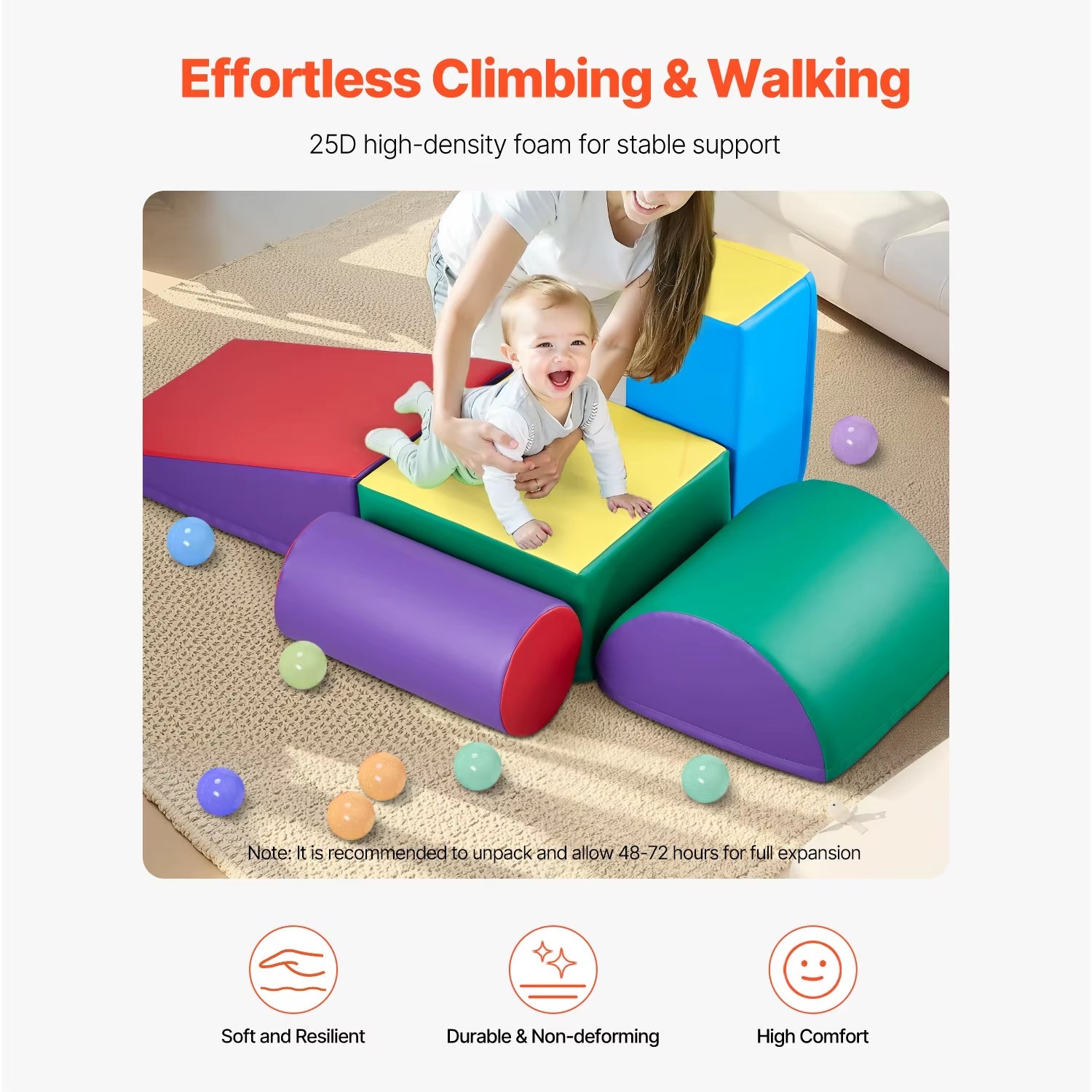 Nubely - SoftClimb™ – 5-Piece Toddler Foam Climbing Blocks - Playground -