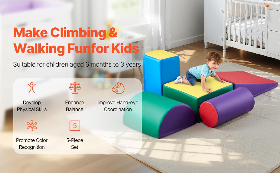 Nubely - SoftClimb™ – 5-Piece Toddler Foam Climbing Blocks - Playground -