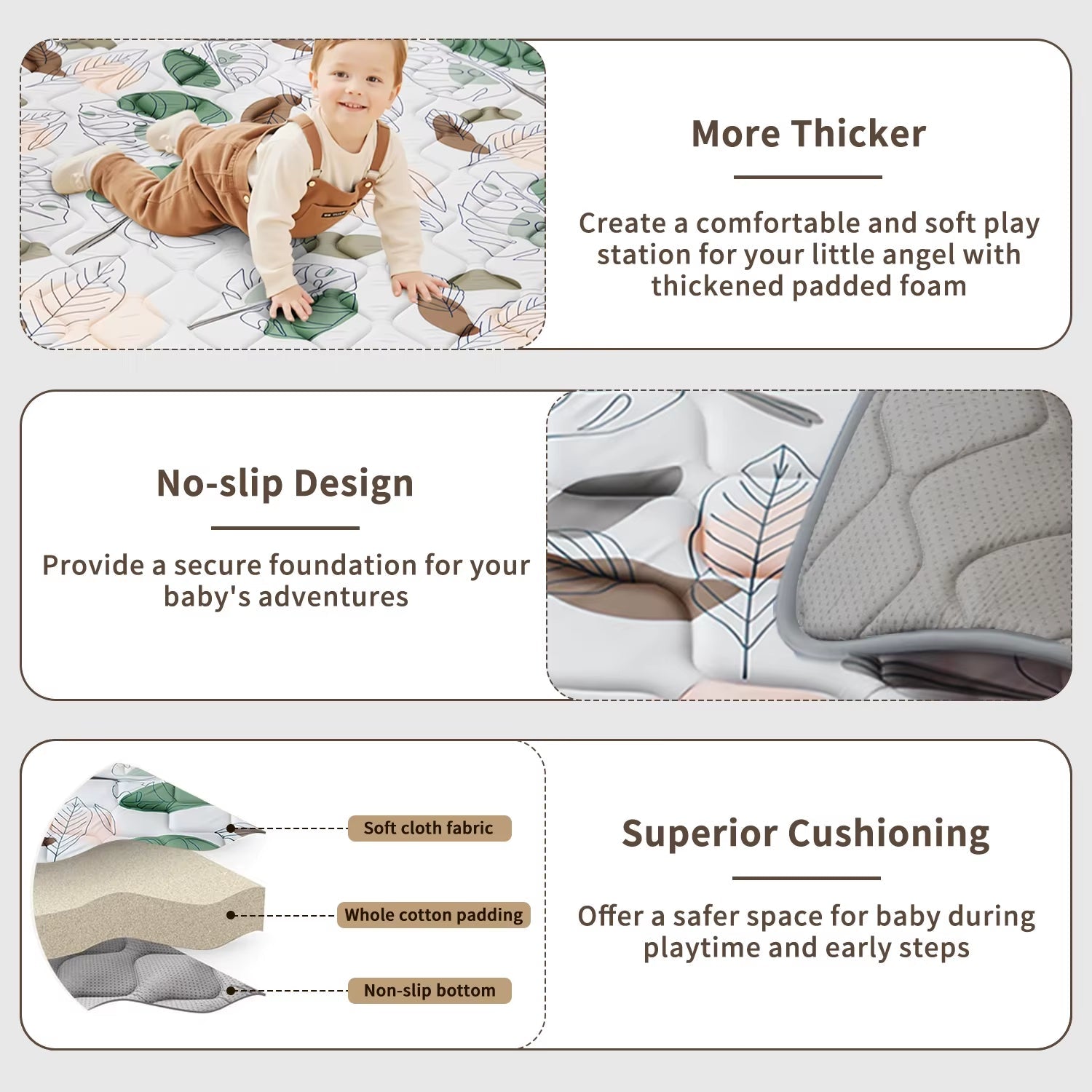 Nubely - SoftNest™ – Thick Foldable Non-Slip Baby Play Mat - Playpen -